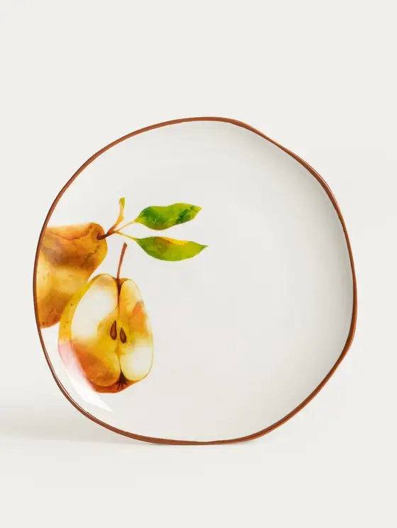 Talerz SKORD porcelanowy deserowy z gruszkami 20 cm