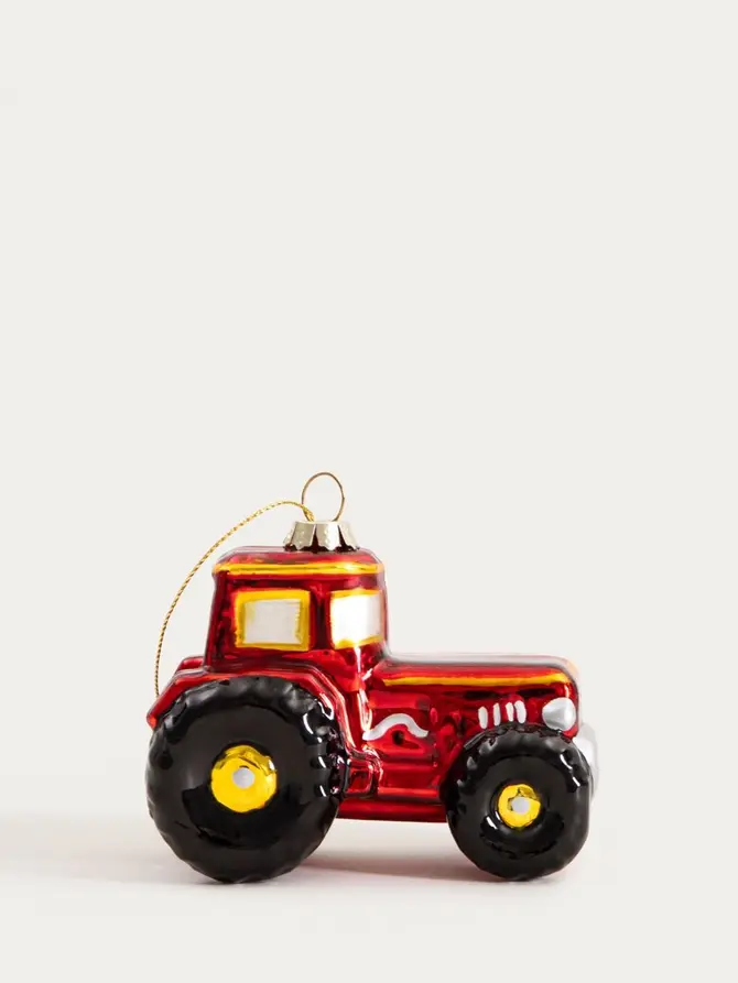 Bombka GLASSO szklana czerwony traktor 7 cm