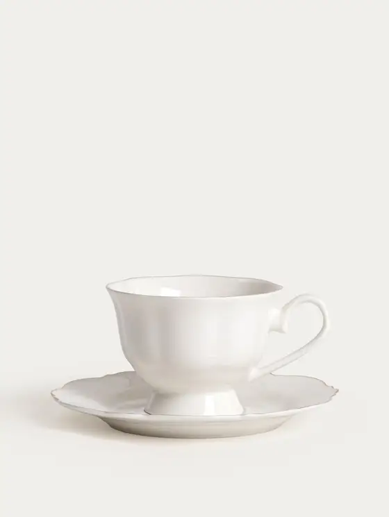Filiżanka ze spodkiem ELORIA porcelanowa ze złotym rantem 0,2 l