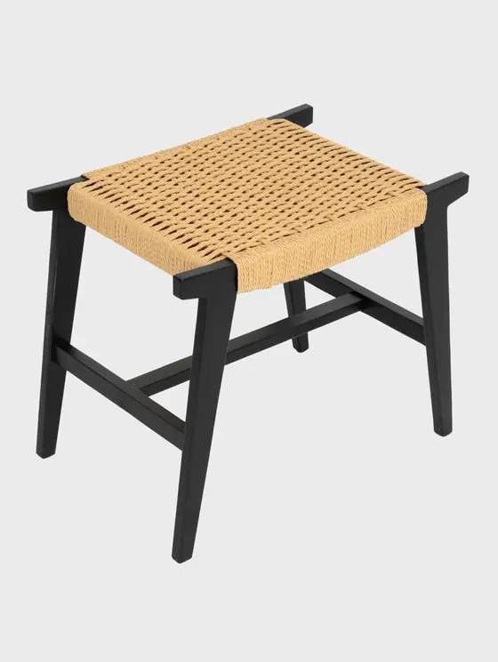 Taboret NOVUM drewniany dębowy czarny 52x34x42 cm