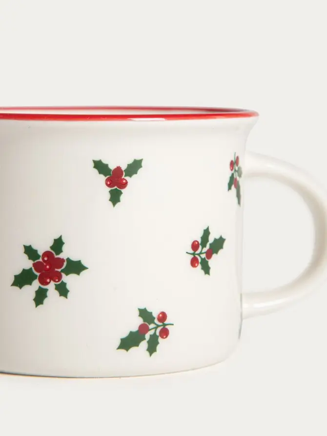 Zestaw kubków CANPI porcelanowych z ostrokrzewem, 4 szt. 0,15 l