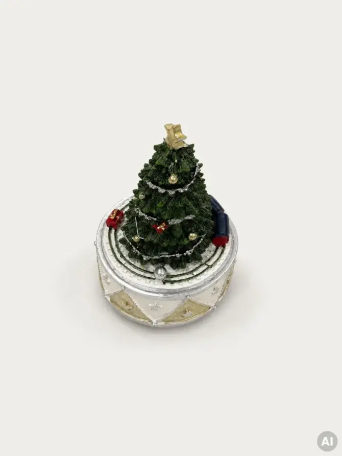 Dekoracja NORDY choinka z pociągiem z pozytywką 10,3x14,8 cm