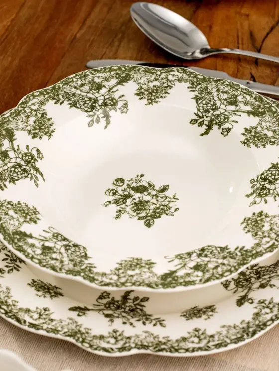 Talerz LOURRY porcelanowy głęboki zielony 22 cm