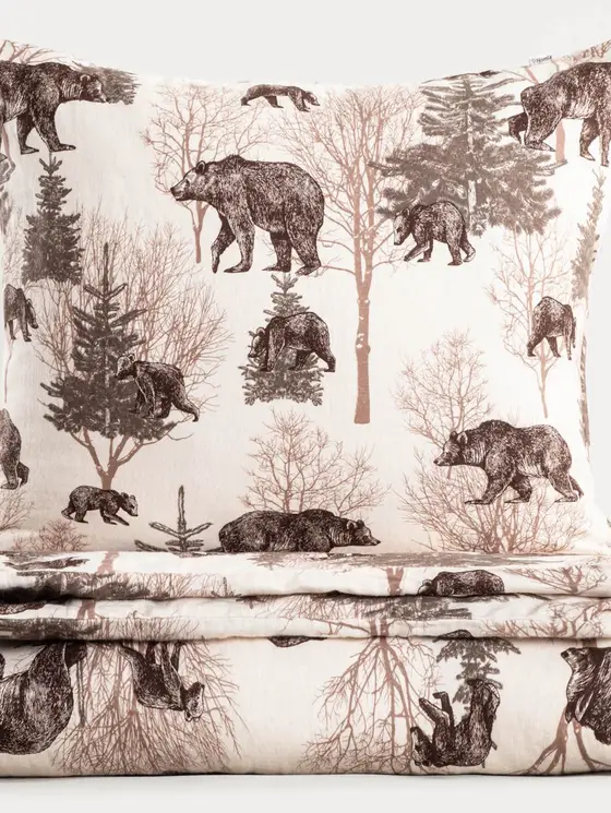 Pościel URSO flanelowa w niedźwiedzie 140x200 + 1*70x80 cm