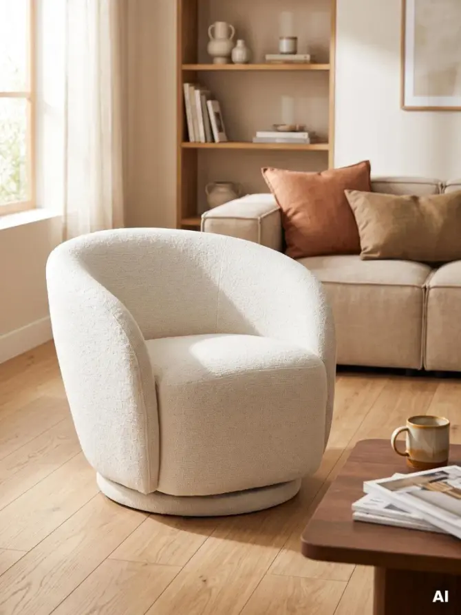 Fotel MARVELLO obrotowy ecru 76x73x66 cm
