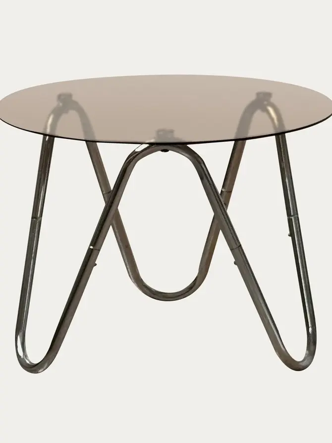 Stolik pomocniczy VELLUTO chromowany szklany miodowy 50x35 cm