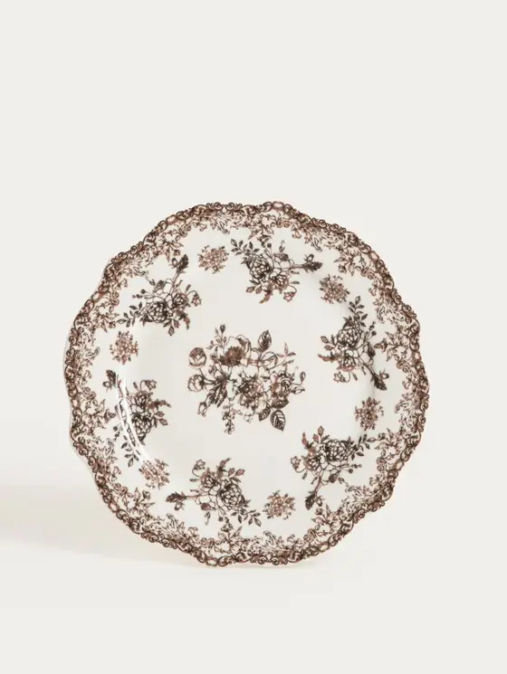 Talerz LOURRY porcelanowy deserowy brązowy 19 cm
