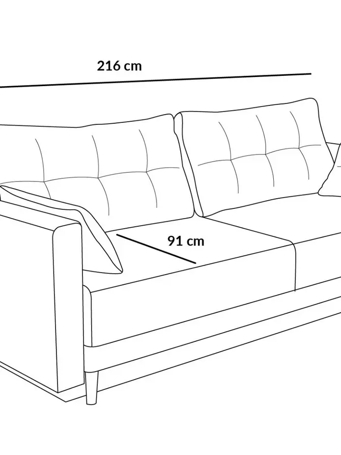 Sofa MAGNUS szara z funkcją spania i pojemnikiem na pościel 216x85x91 cm