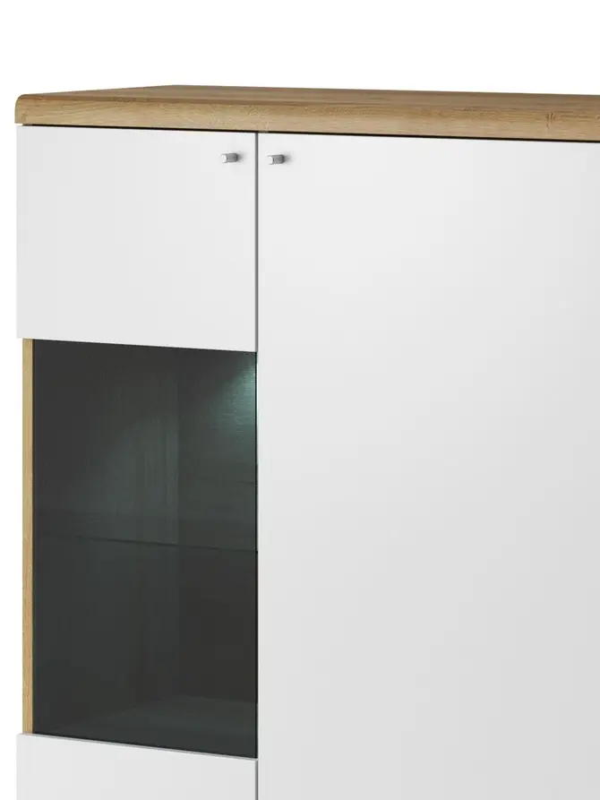 Witryna PRIMO dąb riviera biały 90x40x134 cm