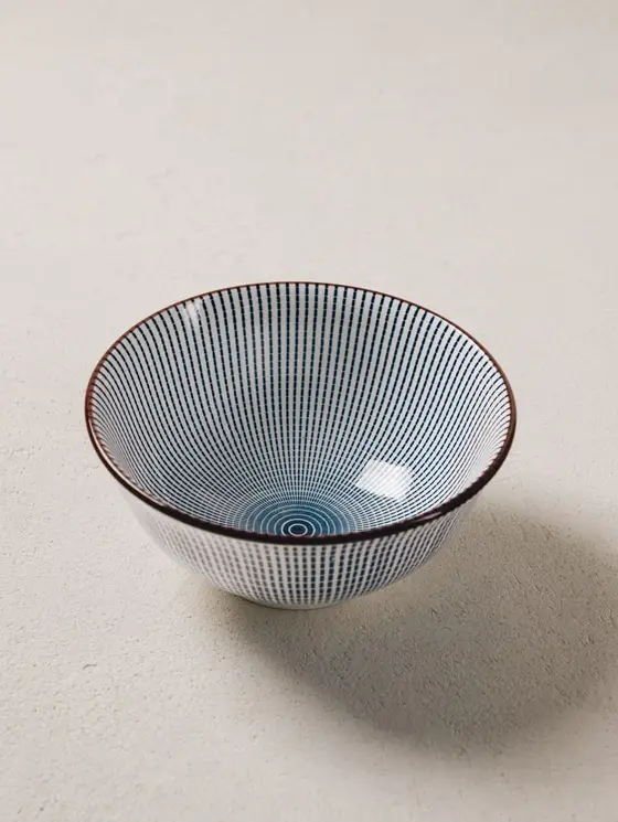 Miska NAVIA porcelanowa granatowa z brązową obwódką 15 cm