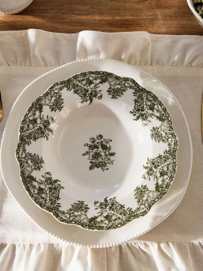 Talerz LOURRY porcelanowy głęboki zielony 22 cm