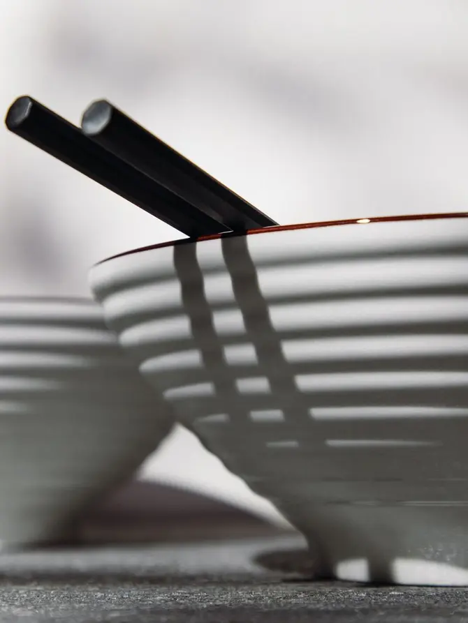 Miska SALADO porcelanowa w paski z brązowym rantem 20,5 cm