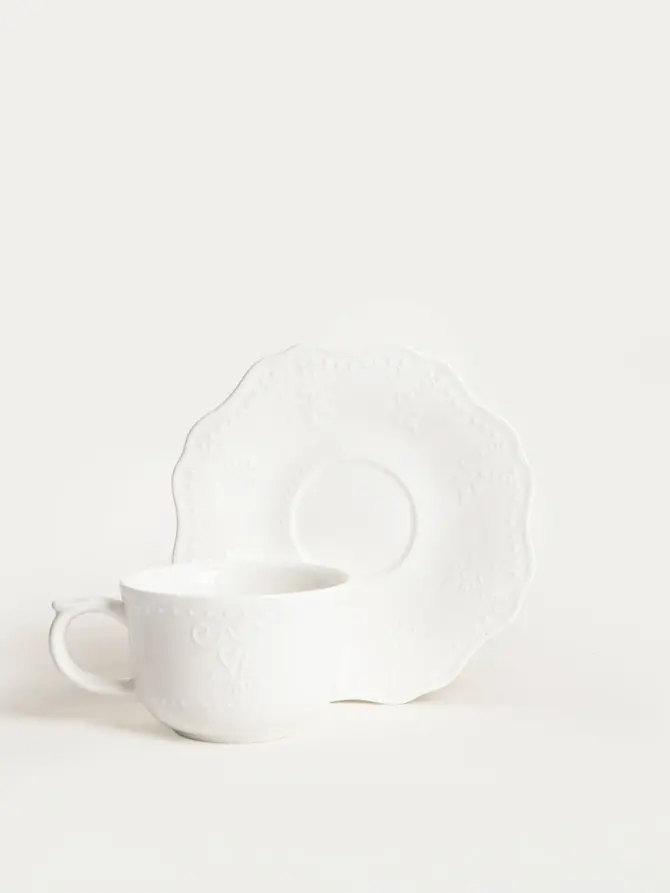 Filiżanka ze spodkiem VISTAL porcelanowa biała 0,2 l