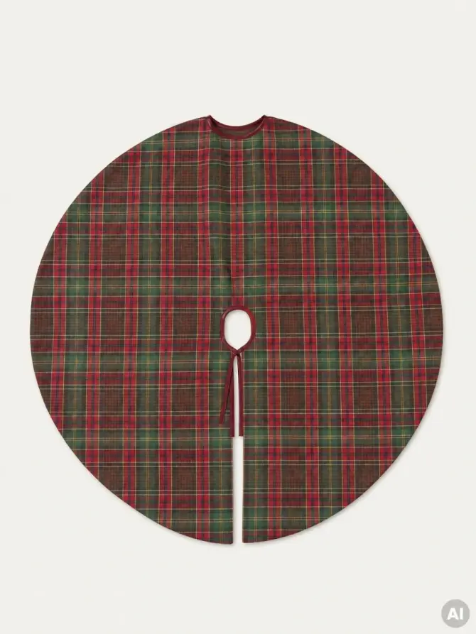 Mata choinkowa TARTAN czerwona 120 cm