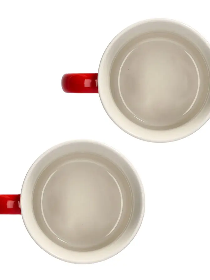Zestaw kubków TRINKIE porcelanowych czerwonych ze śnieżynką, 2 szt 0,36 l