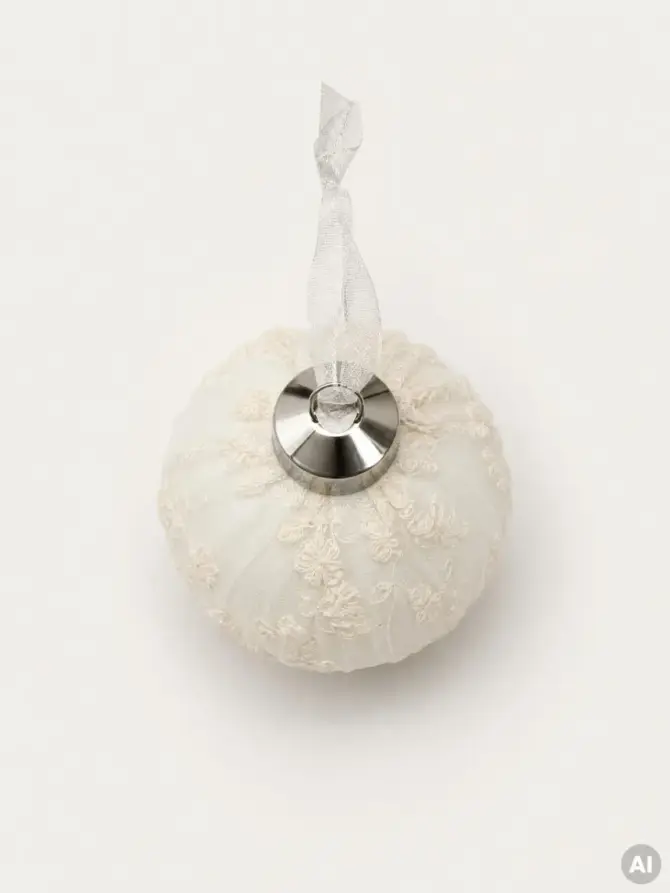 Zestaw bombek BRILLIA koronkowe kremowe 16x8 cm