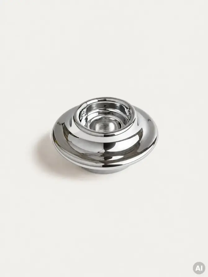 Zestaw świeczników SILVERI ceramiczne srebrne 9,4x4,2 cm 2 szt.