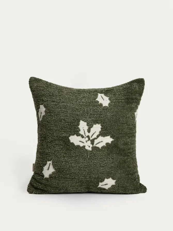 Poszewka CORNELLY zielona w ostrokrzew 45x45 cm