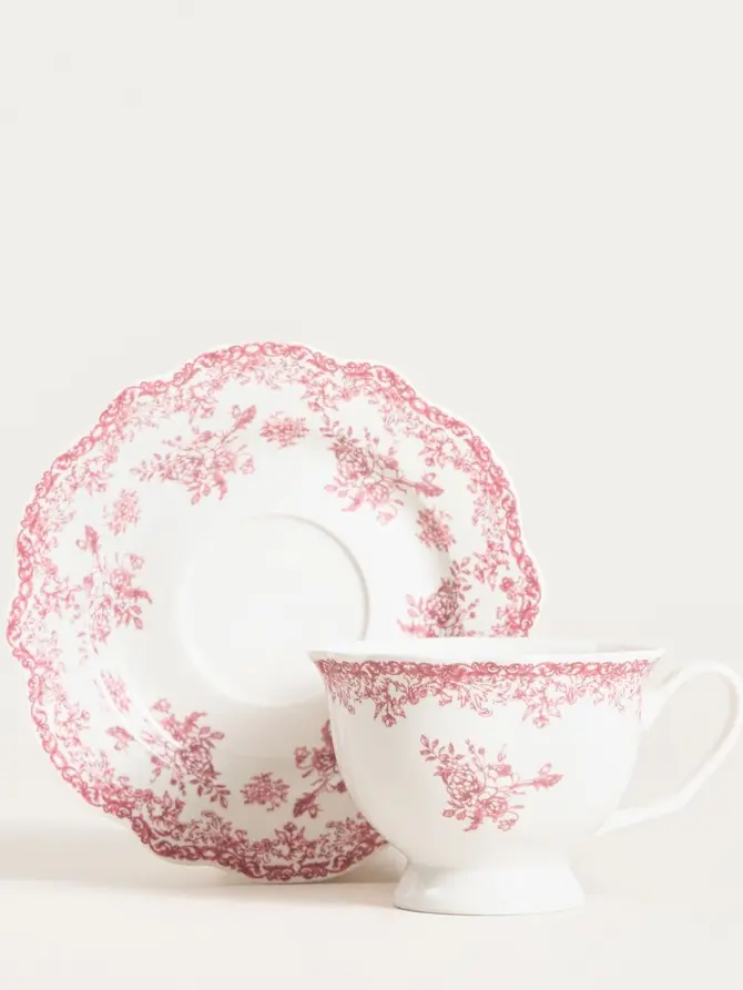 Filiżanka ze spodkiem LOURRY porcelanowa czerwona 0,2 l