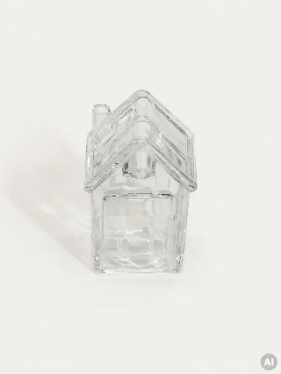 Świecznik GLASSI domek szklany 6,6x5x10,4 cm