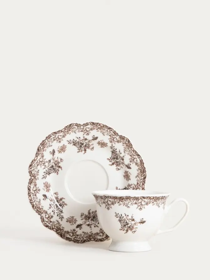 Filiżanka ze spodkiem LOURRY porcelanowa brązowa 0,2 l