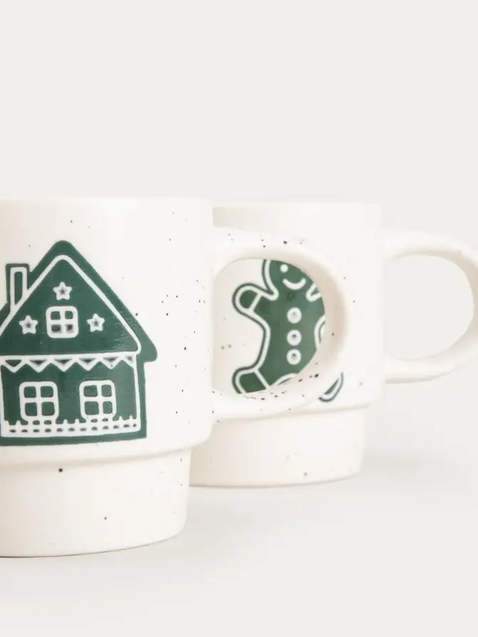 Zestaw kubków BELLVE porcelanowych z domkiem i ciastkiem 2 szt. 0,3 l