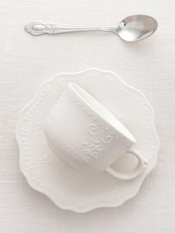 Filiżanka ze spodkiem VISTAL porcelanowa biała 0,2 l