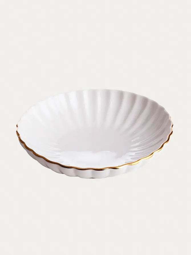 Talerz MELIDA porcelanowy głęboki ze złotą obwódką 20 cm