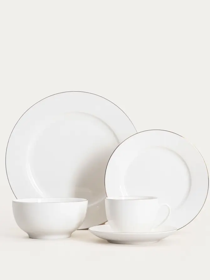 Talerz AUROO porcelanowy deserowy ze złotą obwódką 19 cm