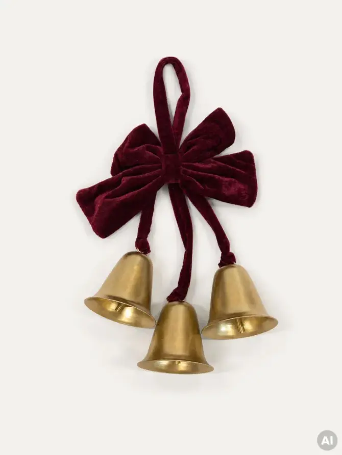 Zawieszka BEELO metalowe duże złote dzwonki z kokardą 11x6,5x33 cm