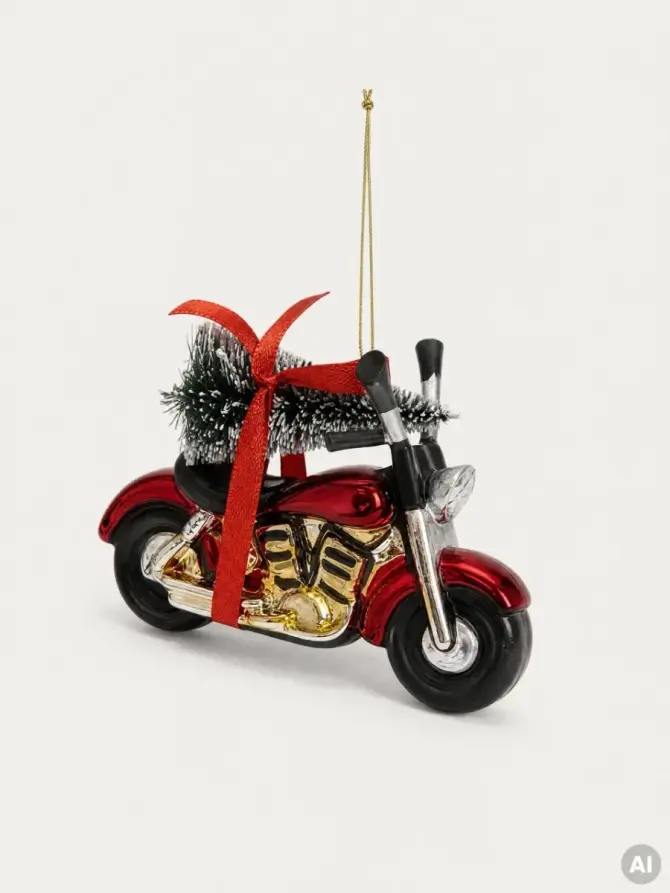 Bombka GLASSO szklana motor z choinką 13x6,5x8,5 cm