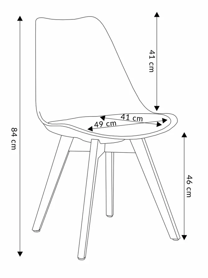Krzesło FISCO plastikowe szare 49x41x84 cm