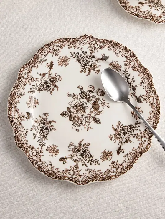 Talerz LOURRY porcelanowy deserowy brązowy 19 cm