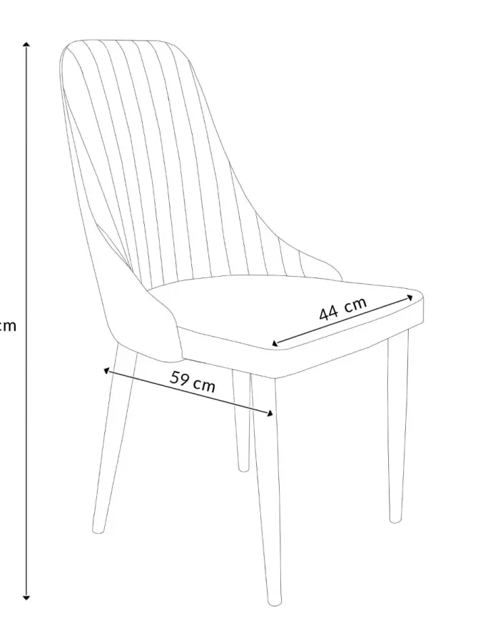 Krzesło LOUIS welurowe czarne 46,5x58x88 cm