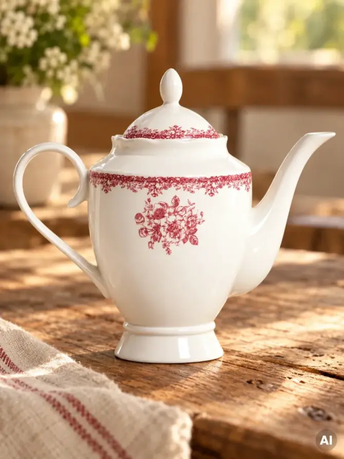 Dzbanek LOURRY porcelanowy czerwony 1,2 l