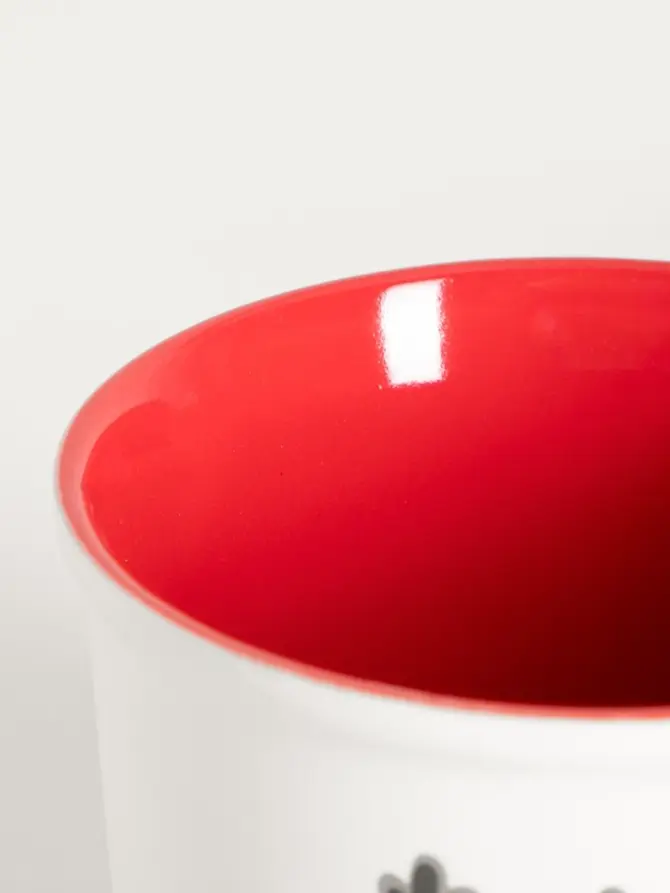 Zestaw kubków GLIMSY porcelanowych z czerwonym uchem 2 szt. 0,3 l