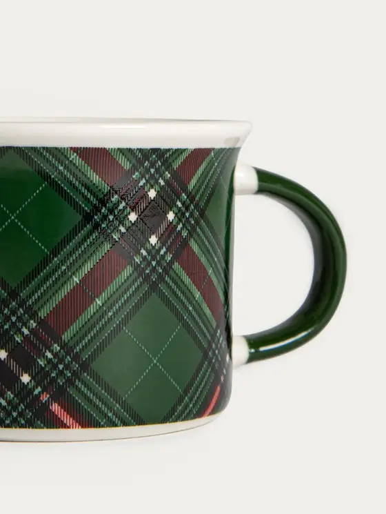 Kubek NALLAR porcelanowy w zieloną kratę 0,16 l