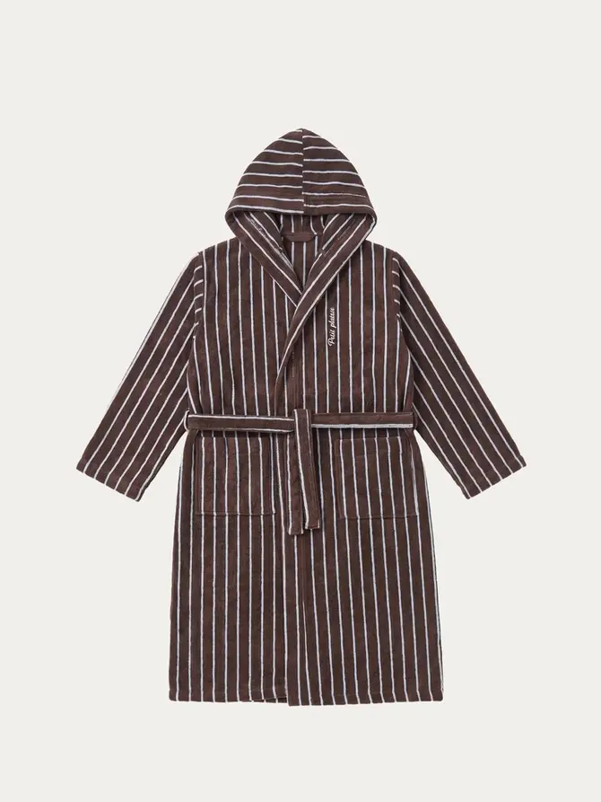 Szlafrok MON PARIS brązowy w niebieskie paski L/XL