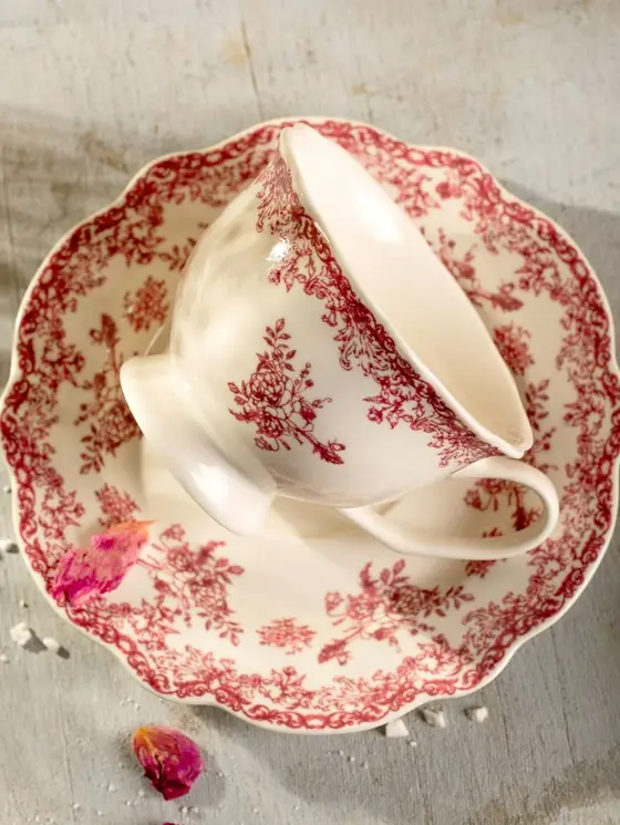 Filiżanka ze spodkiem LOURRY porcelanowa czerwona 0,2 l