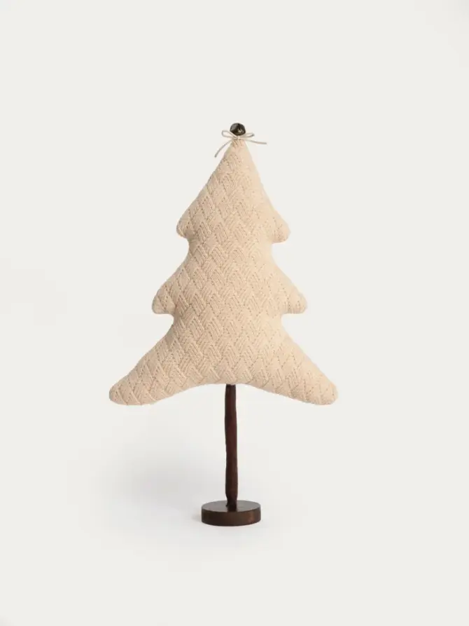 Dekoracja PLATA choinka materiałowa na nóżce kremowa 31x8x52 cm