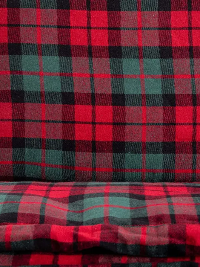 Pościel TARTAN flanelowa z barwionych nici w kratę 220x200 + 2*50x60 cm