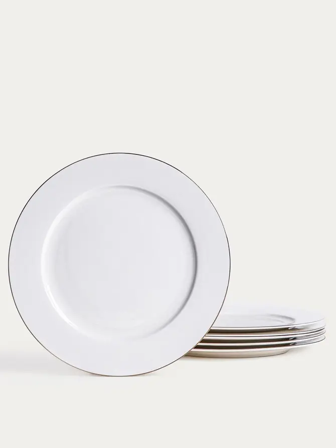 Zestaw talerzy AUROO porcelanowy ze złotą obwódką 18 el