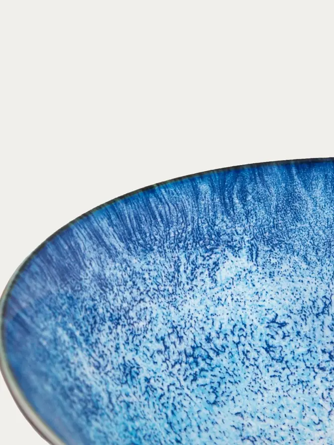 Zestaw do ramen SALADO porcelanowy niebieska z brązowym rantem 21 cm