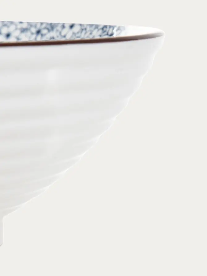 Miska SALADO porcelanowa w kwiaty z brązowym rantem 20,5 cm