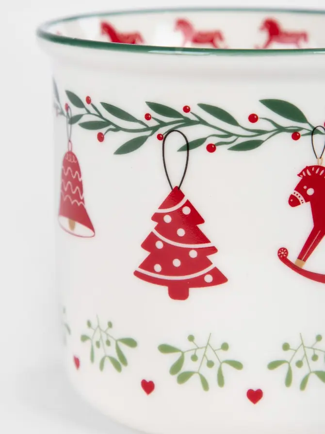 Kubek UNIS porcelanowy z koniem na biegunach i zielonym uchem 0,4 l