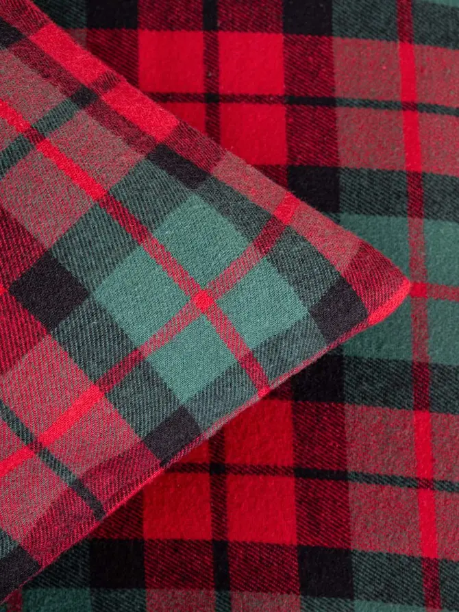 Pościel TARTAN flanelowa z barwionych nici w kratę 160x200 + 2*50x60 cm
