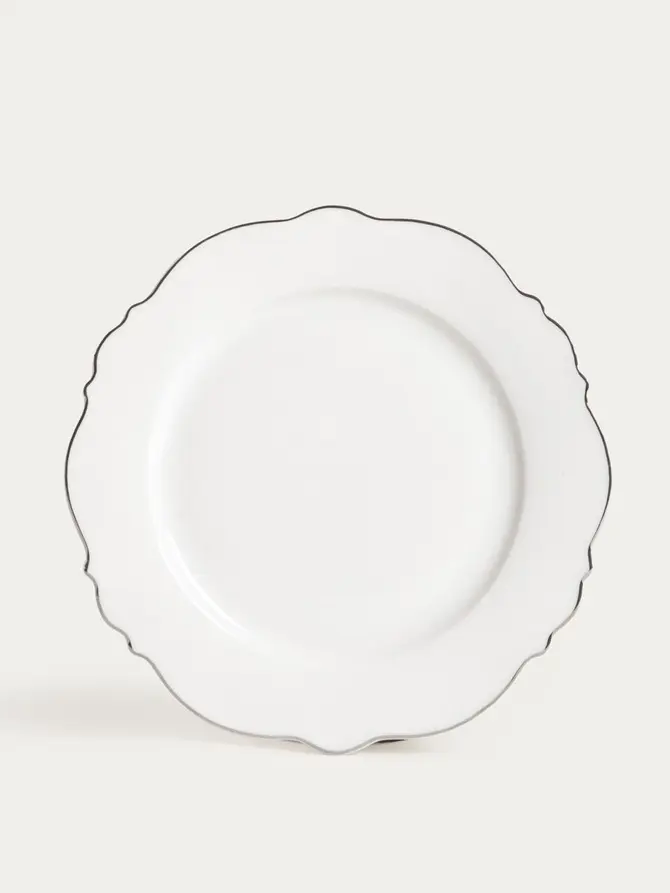 Talerz ELORIA porcelanowy obiadowy ze srebrnym rantem 27 cm