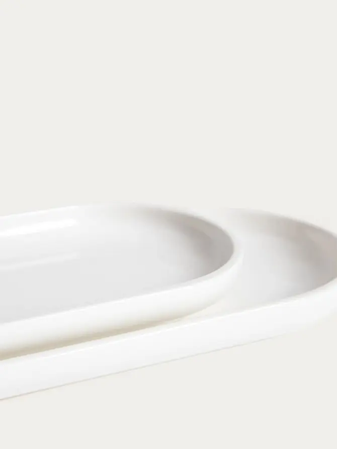 Zestaw półmisków BERGO porcelanowych białych 41x10,5 cm, 36x9 cm 2 szt.