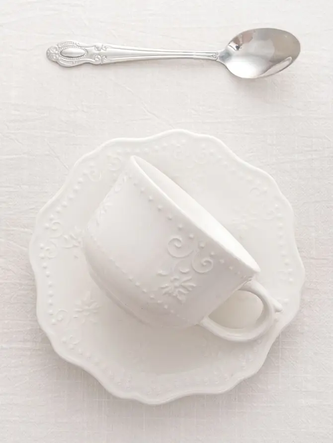 Filiżanka ze spodkiem VISTAL porcelanowa biała 0,2 l