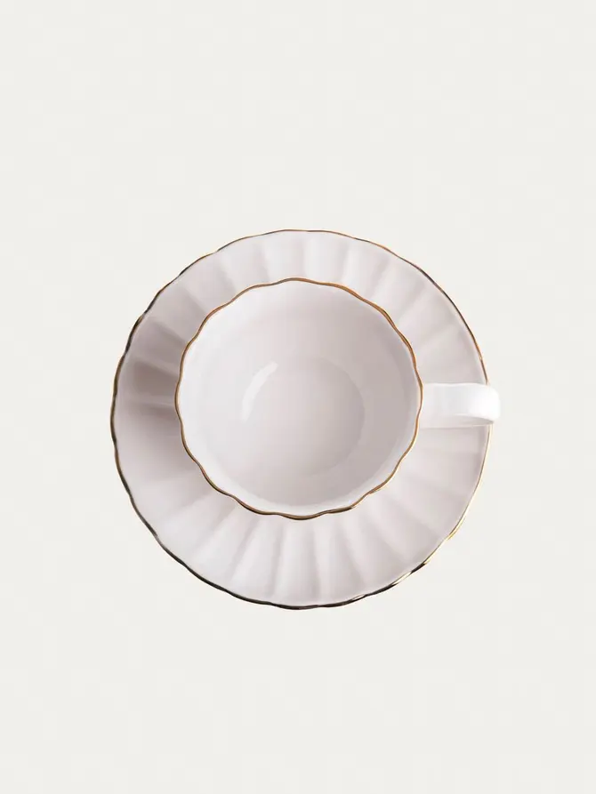 Filiżanka ze spodkiem MELIDA porcelanowa ze złotą obwódką 0,2 l